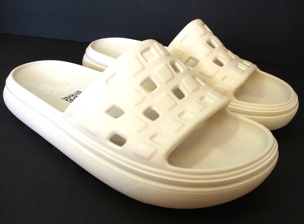 Nwt VANS Off The Wall Oyster White Slide-On VR3 Cush Sandals Women's Size 9